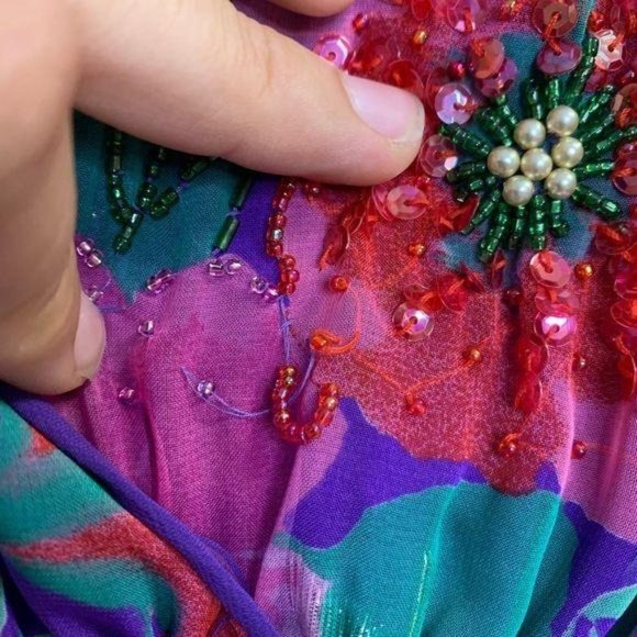 Vintage 90s Diane Freis Original Georgette Floral Maxi Dress Large - Picture 11 of 16